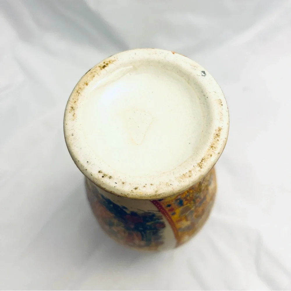 Japanese Satsuma-Style Porcelain Vase, Peacock with Moriage, Vintage EUC